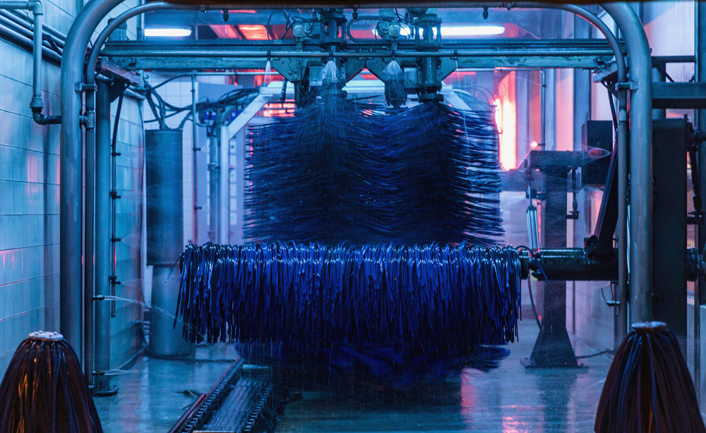 Photo from inside a drive through car wash